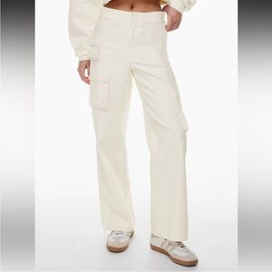 TNA Aritzia Picture Cargo Pants White Cotton Lyocell 8